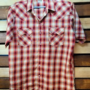 Plaid Western Shirt - Red and White